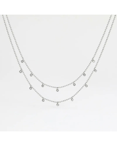 Elegant Round Tassel Stainless Steel Necklace Inlaid Zircon Fine Steel Necklaces 