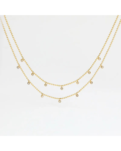 Elegant Round Tassel Stainless Steel Necklace Inlaid Zircon Fine Steel Necklaces 