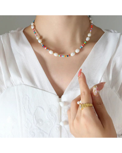 Bohemia Beaded Titanium Steel Necklace Pearl Stainless Steel Necklaces