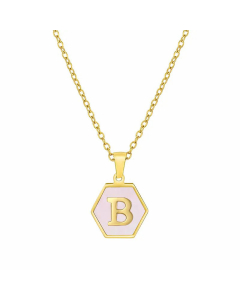 Modern Style Hexagon Letter Stainless Steel Necklace Plating Stainless Steel Necklaces