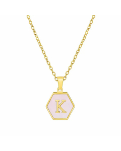 Modern Style Hexagon Letter Stainless Steel Necklace Plating Stainless Steel Necklaces