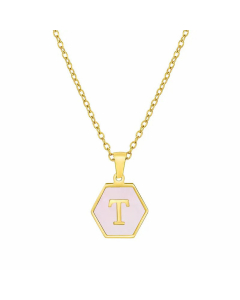 Modern Style Hexagon Letter Stainless Steel Necklace Plating Stainless Steel Necklaces