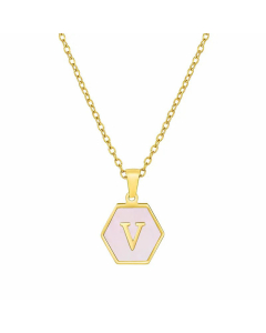Modern Style Hexagon Letter Stainless Steel Necklace Plating Stainless Steel Necklaces