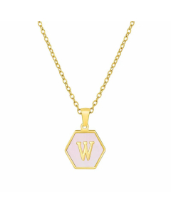 Modern Style Hexagon Letter Stainless Steel Necklace Plating Stainless Steel Necklaces