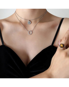 Fashion Portrait Round Hollow Out Stainless Steel Necklaces Titanium Steel Necklace 