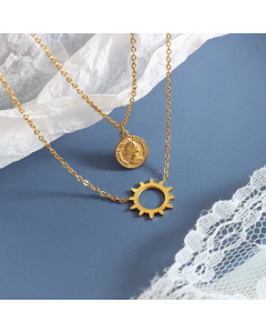 Fashion Portrait Round Hollow Out Stainless Steel Necklaces Titanium Steel Necklace 