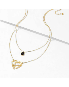 Fashion Water Droplets Plating Agate Stainless Steel Necklaces Heart Shape Stainless Steel Layered Necklaces 