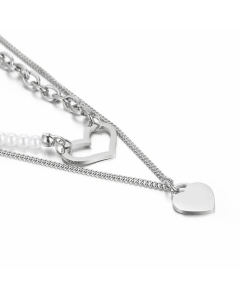 Fashion Layered Necklaces Heart Shape Titanium Steel Plating Stainless Steel Necklaces