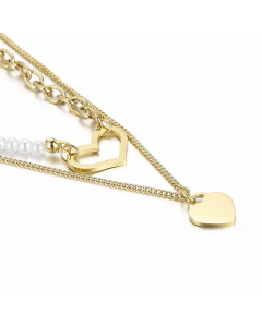 Fashion Layered Necklaces Heart Shape Titanium Steel Plating Stainless Steel Necklaces