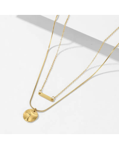 Simple Style Plating Stainless Steel Necklaces Geometric Stainless Steel Layered Necklaces Colorza