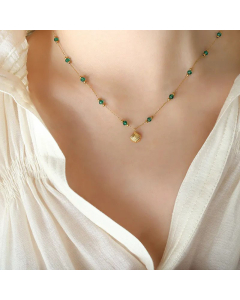 Retro Beaded Stainless Steel Necklaces Shell Titanium Steel Pendant Necklace 