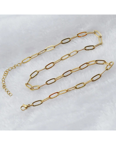 Plain Paper Clip Chain Solid Color Plated Stainless Steel Necklaces