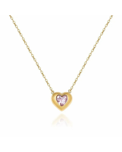 Refined Heart Shape Titanium Steel Pendant Necklace Plating Artificial Gemstones Stainless Steel Necklaces