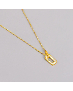 Simple Style Gold Plated Shell Stainless Steel Necklaces Square Titanium Steel Pendant Necklace