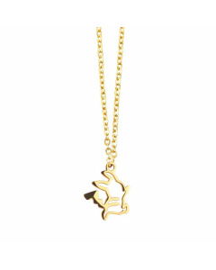 Cute Cartoon Pikachu Titanium Steel Pendant Necklace Gold Plated Hollow Out Stainless Steel Necklaces