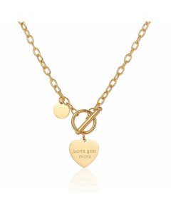 Fashion OT Buckle Letter Heart Shape Pendant Necklace Plating Stainless Steel Necklaces