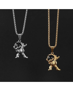 Hip-Hop Gold Plated Stainless Steel Necklaces Astronaut Titanium Steel Pendant Necklace