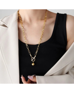 Fashion Geometric Ball Titanium Steel Necklace OT Buckle Stainless Steel Necklaces