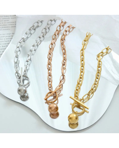 Fashion Geometric Ball Titanium Steel Necklace OT Buckle Stainless Steel Necklaces