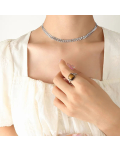 Solid Color Grain Titanium Steel Necklace Plating Stainless Steel Necklaces