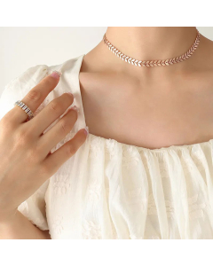 Solid Color Grain Titanium Steel Necklace Plating Stainless Steel Necklaces