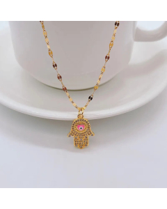 Fashion Hand Eye Titanium Steel Necklace Plating Rhinestones Stainless Steel Necklaces