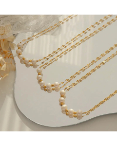 Fashion Beaded Titanium Steel Necklace Pearl Stainless Steel Necklaces 