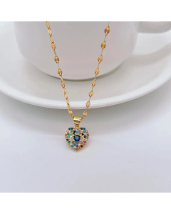 Fashion Plating Zircon Steel Necklaces Heart Shape Titanium Steel Necklace