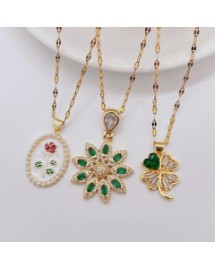 Temperament Round Titanium Steel Necklace Plating Zircon Stainless Steel Necklaces