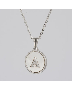 Round Letter Stainless Steel Pendant Necklace Polishing Plating Shell Stainless Steel Necklaces