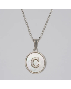 Round Letter Stainless Steel Pendant Necklace Polishing Plating Shell Stainless Steel Necklaces