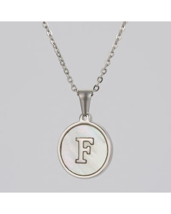 Round Letter Stainless Steel Pendant Necklace Polishing Plating Shell Stainless Steel Necklaces