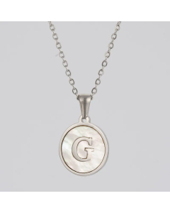 Round Letter Stainless Steel Pendant Necklace Polishing Plating Shell Stainless Steel Necklaces