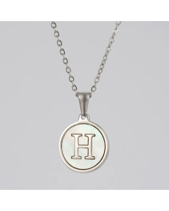 Round Letter Stainless Steel Pendant Necklace Polishing Plating Shell Stainless Steel Necklaces