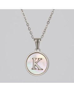 Round Letter Stainless Steel Pendant Necklace Polishing Plating Shell Stainless Steel Necklaces