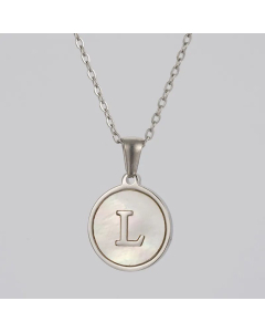 Round Letter Stainless Steel Pendant Necklace Polishing Plating Shell Stainless Steel Necklaces
