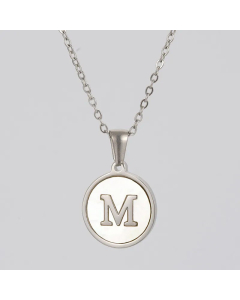 Round Letter Stainless Steel Pendant Necklace Polishing Plating Shell Stainless Steel Necklaces