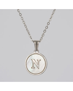 Round Letter Stainless Steel Pendant Necklace Polishing Plating Shell Stainless Steel Necklaces