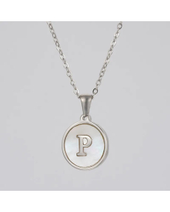Round Letter Stainless Steel Pendant Necklace Polishing Plating Shell Stainless Steel Necklaces