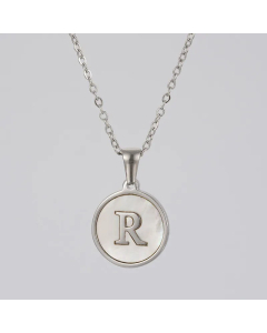 Round Letter Stainless Steel Pendant Necklace Polishing Plating Shell Stainless Steel Necklaces