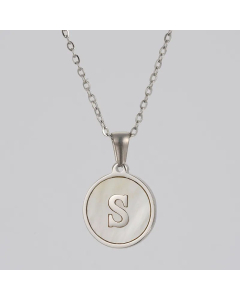 Round Letter Stainless Steel Pendant Necklace Polishing Plating Shell Stainless Steel Necklaces