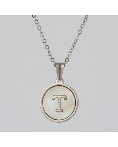 Round Letter Stainless Steel Pendant Necklace Polishing Plating Shell Stainless Steel Necklaces