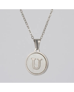 Round Letter Stainless Steel Pendant Necklace Polishing Plating Shell Stainless Steel Necklaces