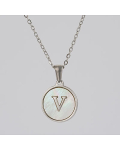 Round Letter Stainless Steel Pendant Necklace Polishing Plating Shell Stainless Steel Necklaces