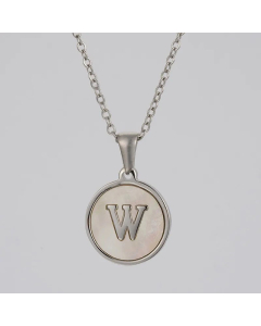 Round Letter Stainless Steel Pendant Necklace Polishing Plating Shell Stainless Steel Necklaces