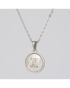 Round Letter Stainless Steel Pendant Necklace Polishing Plating Shell Stainless Steel Necklaces