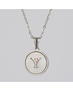 Round Letter Stainless Steel Pendant Necklace Polishing Plating Shell Stainless Steel Necklaces