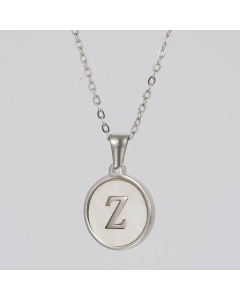 Round Letter Stainless Steel Pendant Necklace Polishing Plating Shell Stainless Steel Necklaces