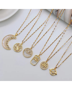 Fashion Geometric Devil's Eye Moon Titanium Steel Necklace Plating Stainless Steel Necklaces