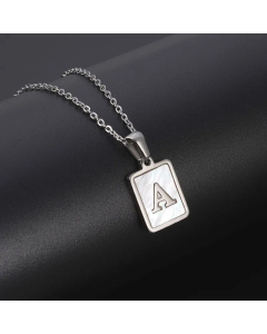 Simple Style Letter Rectangle Tag Titanium Steel Pendant Necklace Plating Shell Stainless Steel Necklaces